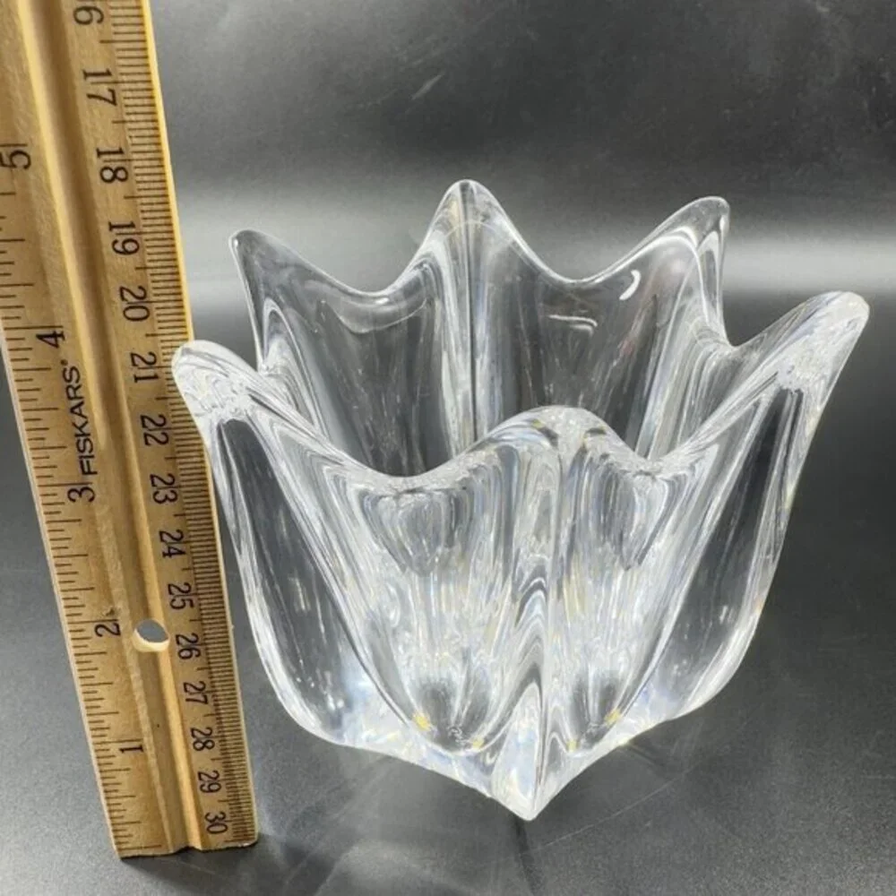 Vintage Orrefors Belle Clear Heavy Single‎ Candle Holder Votive Dish Bowl Signed